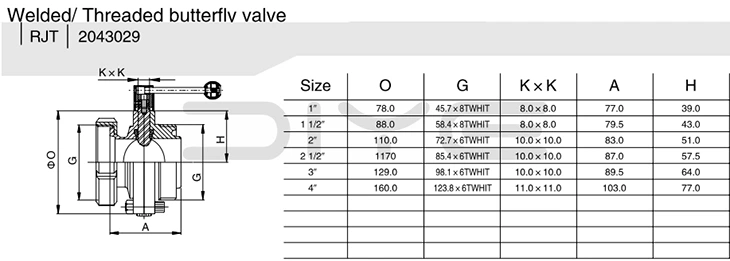 Sanitary Weld Threaded Butterfly Valve